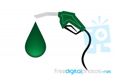 Green Fuel Nozzle With Drop Stock Image