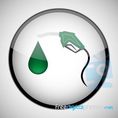 Green Fuel Nozzle With Drop In Circle Frame. Icon Concept Stock Image