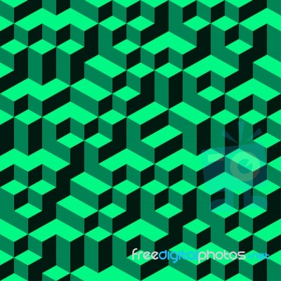 Green Geometric Volume Seamless Pattern Background 003 Stock Image