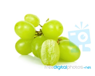 Green Grape Isolated On A White Background Stock Photo