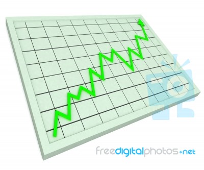 Green Graph Shows Profit Increase Stock Image