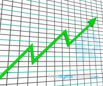 Green Graph Shows Profit Line Stock Image