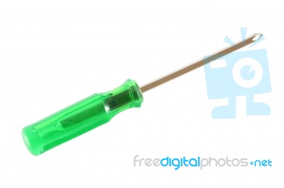 Green handle screwdriver Stock Photo