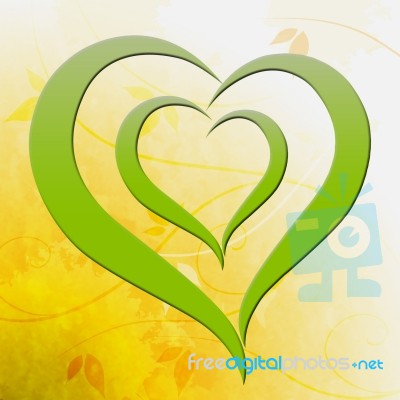 Green Heart Shows Environmental Care Or Eco Friendly Stock Image