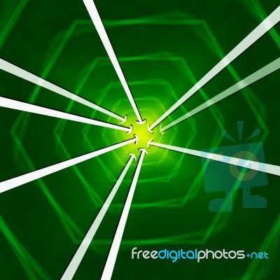 Green Hexagons Background Shows Arrows Portal Or Into
 Stock Image