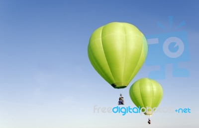 Green Hot Air Balloons Stock Photo