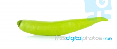 Green Hot Chili Pepper Isolated On The White Background Stock Photo