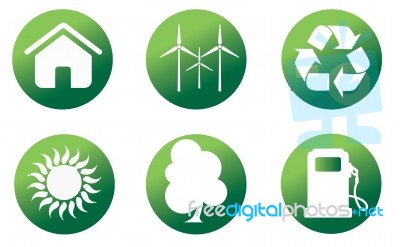 Green Icon Set Stock Image