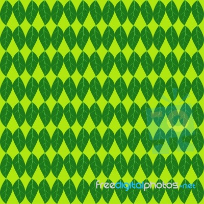 Green Leaf Seamless Pattern Flat Style Stock Image