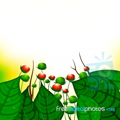 Green Leaves With Flowers Stock Image