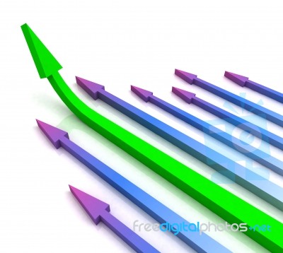 Green Left Arrow Ahead Shows Growth Stock Image