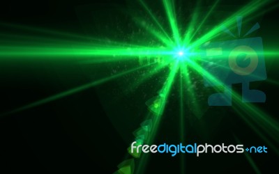 Green Lens Flare Light Over Black Background. Easy To Add Overla… Stock Image