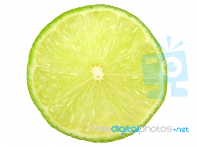 Green Lime Slice On White Stock Photo