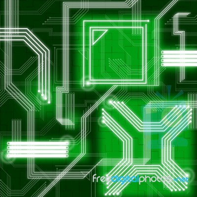 Green Lines Background Means Data Pathway And Connections
 Stock Image