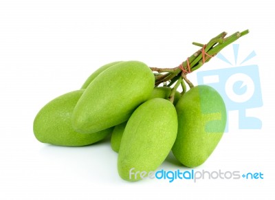 Green Mango Isolated On A White Background Stock Photo