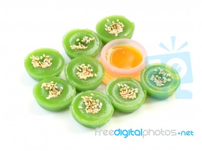 Green Multiple Scented Sesame Chinese Sweet Around Liquid Sugar On White Floor Stock Photo