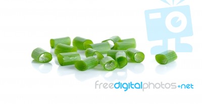 Green Onion Isolated On The White Background Stock Photo