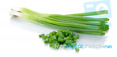 Green Onion Isolated On The White Background Stock Photo