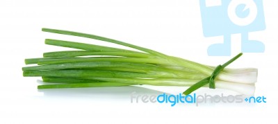 Green Onion Isolated On The White Background Stock Photo