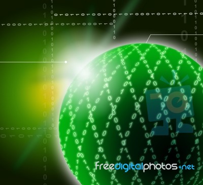 Green Ornamented Sphere Background Shows Geometrical Art And Dig… Stock Image