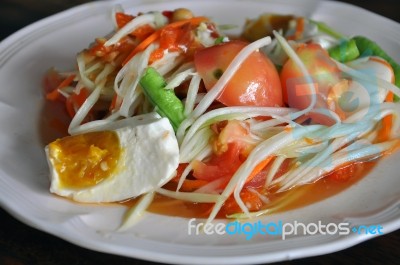 Green Papaya Salad Stock Photo