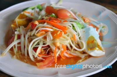 Green Papaya Salad Stock Photo