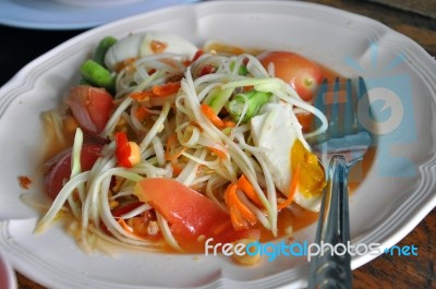 Green Papaya Salad Stock Photo