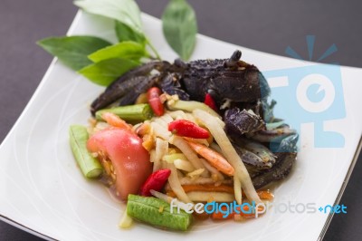 Green Papaya Salad Stock Photo