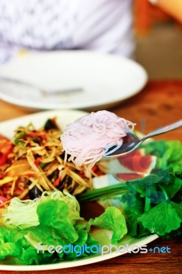 Green Papaya Salad Stock Photo