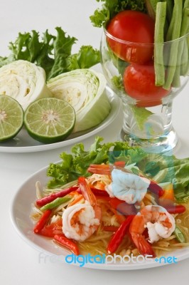 Green Papaya Salad  Stock Photo