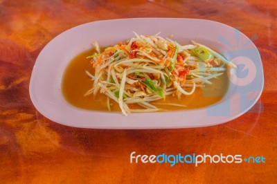 Green Papaya Salad Stock Photo