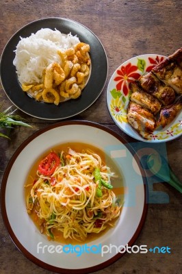 Green Papaya Salad Stock Photo