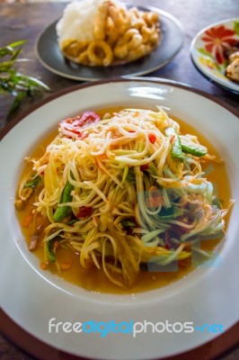 Green Papaya Salad Stock Photo