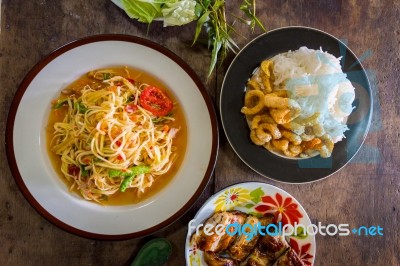 Green Papaya Salad Stock Photo