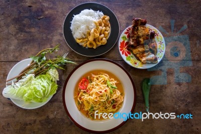 Green Papaya Salad Stock Photo