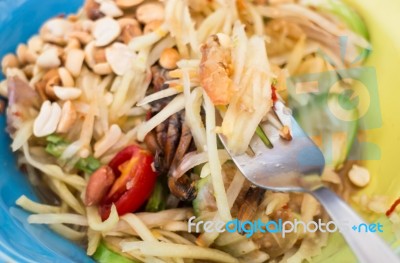 Green Papaya Salad Thai Cuisine Spicy Delicious Stock Photo