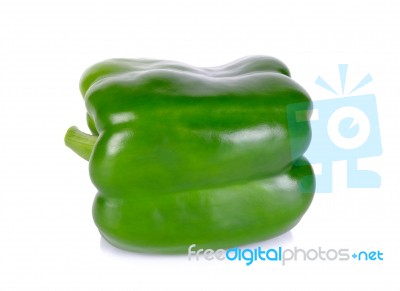 Green Paprika Isolated On The White Background Stock Photo