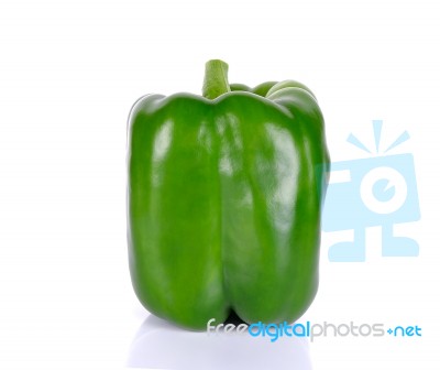 Green Paprika Isolated On The White Background Stock Photo