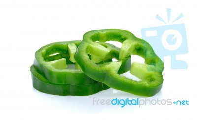 Green Paprika Isolated On The White Background Stock Photo