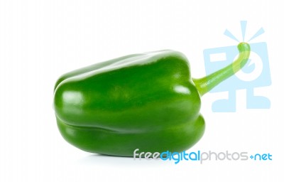 Green Paprika Isolated On The White Background Stock Photo