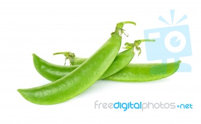 Green Pea Isolated On The White Background Stock Photo