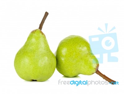 Green Pear Isolated On A White Background Stock Photo