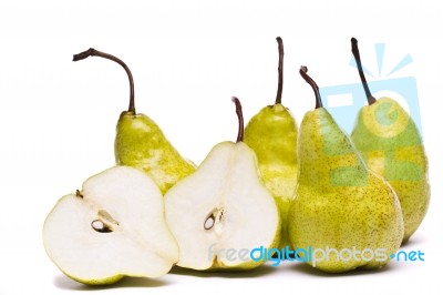 Green Pears On White Stock Photo