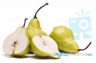 Green Pears On White Stock Photo