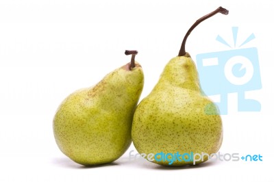 Green Pears On White Stock Photo