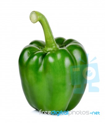 Green Pepper Isolated On The White Background Stock Photo