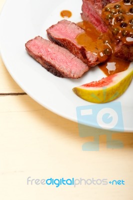 Green Peppercorn Beef Filet Mignon Stock Photo