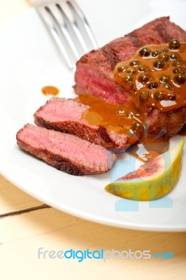 Green Peppercorn Beef Filet Mignon Stock Photo