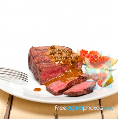 Green Peppercorn Beef Filet Mignon Stock Photo