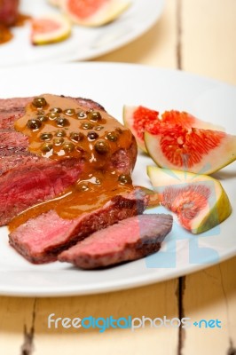 Green Peppercorn Beef Filet Mignon Stock Photo